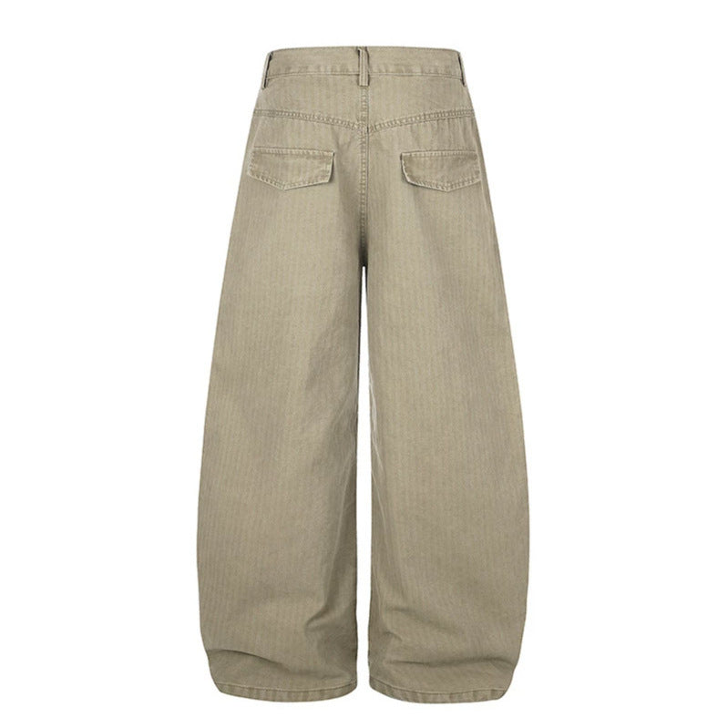 Women's Wide High-Waist Palazzo Jeans with Patch Pockets and Riveted Cross Detail Mune Fashion