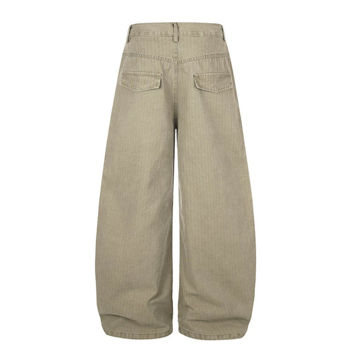 Women's Wide High-Waist Palazzo Jeans with Patch Pockets and Riveted Cross Detail Mune Fashion