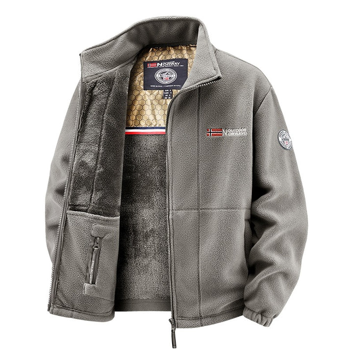 Men's fleece jacket with teddy inner lining, high stand collar and zip pockets Mune Fashion
