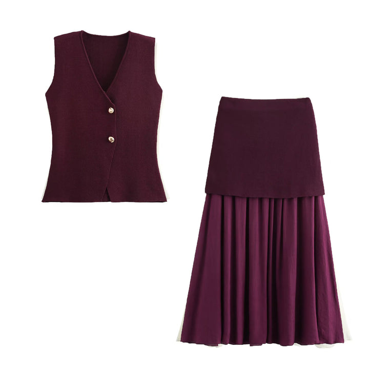 Women Two-Layer Chiffon Maxi Skirt with Smooth Hip Yoke and A-Line Fall Mune Fashion