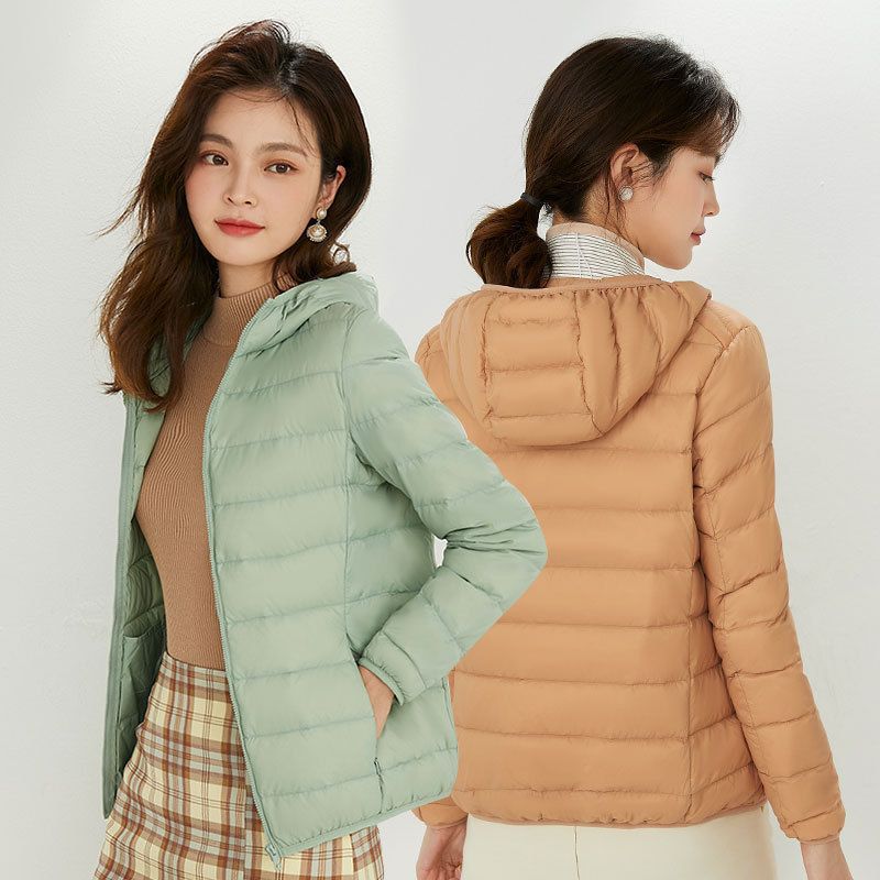 Women's Ultra-light Quilted Hooded Jacket with Ultra-flat Thermal Wadding Mune Fashion
