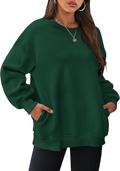 Women’s casual oversized sweatshirt with side pockets, ribbed hem, and dropped shoulder Mune Fashion