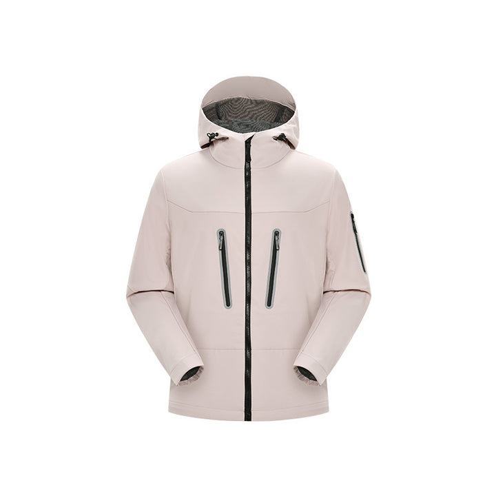 Men's multifunctional softshell jacket with ergonomic weather protection, adjustable hood and vertical zip pockets Mune Fashion