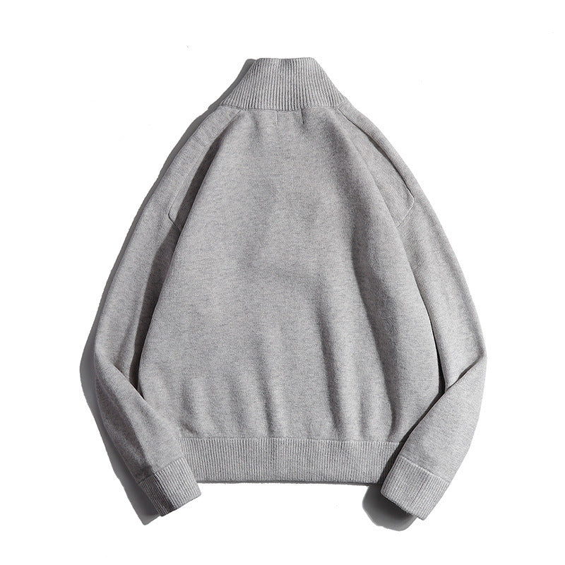 Men's fine knit sweater with half zip and stand-up collar Mune Fashion