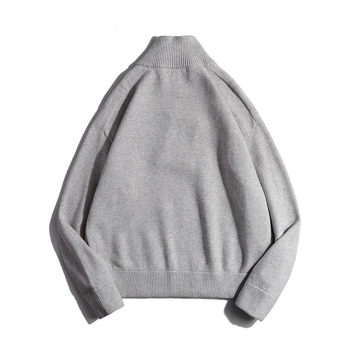Men's fine knit sweater with half zip and stand-up collar Mune Fashion