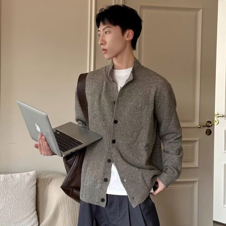 Men's Cozy Knit Sweater with Button Placket Mune Fashion