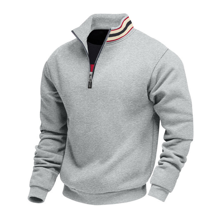 Men's half-zip sweatshirt with sporty ring collar and soft fleece inner lining Mune Fashion