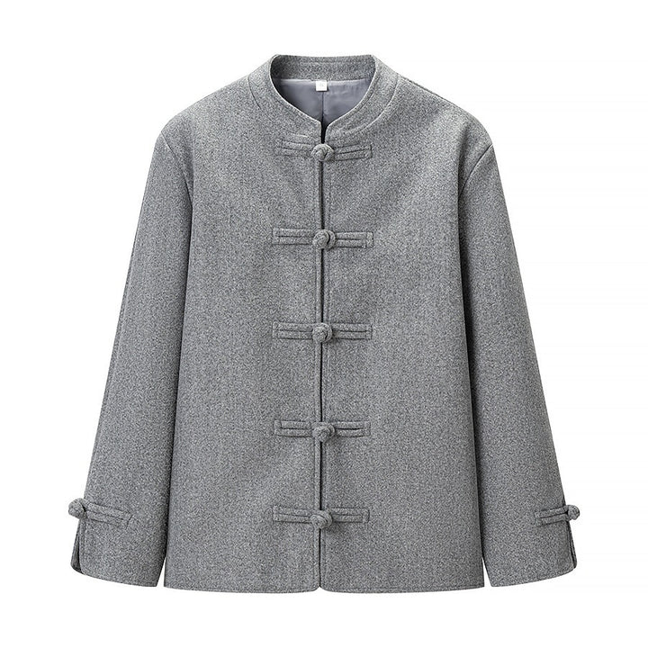 Ladies traditional short jacket with mandarin collar and knot closures Mune Fashion