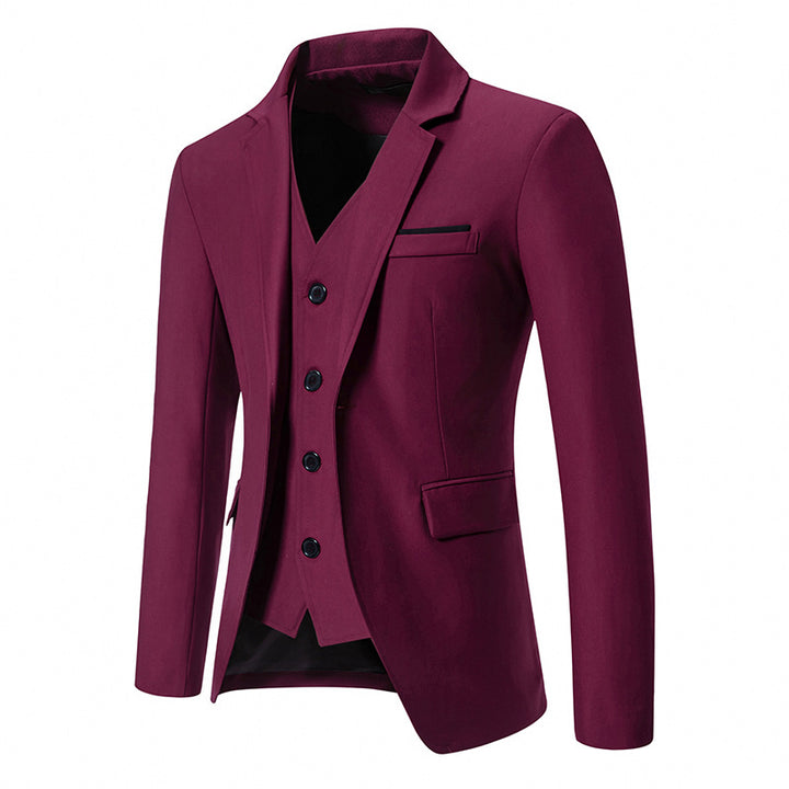 Men's elegant single-breasted blazer with matching vest and slim business cut Mune Fashion