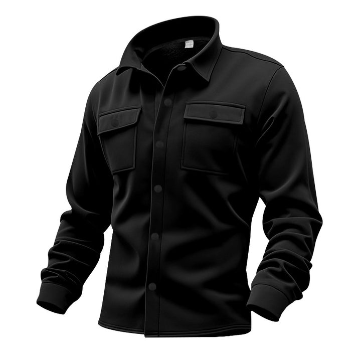 Men's Twill Overshirt with Shirt Collar, Flap Pockets and Straight Hem Mune Fashion