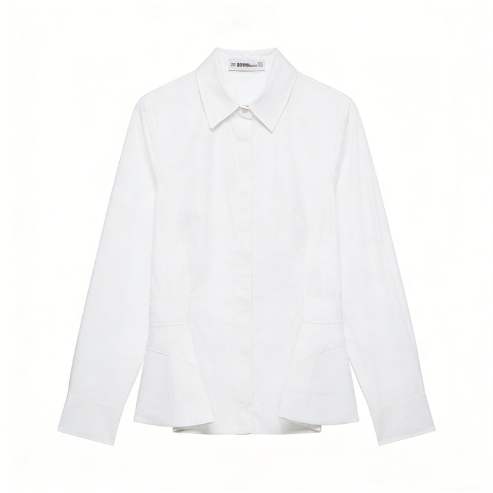 Women's Tailored Shirt Blazer with Concealed Button Placket, Side Pockets and Slim Silhouette Mune Fashion