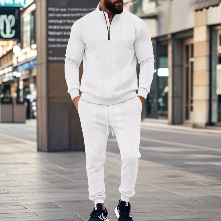 Men's knit training set with half zip, cable knit sweater and drawstring joggers Mune Fashion