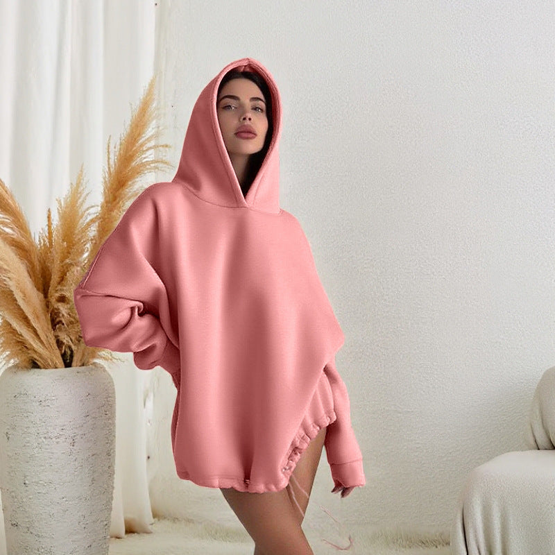 Women's Oversize Hoodie with Adjustable Drawstring Hem Mune Fashion