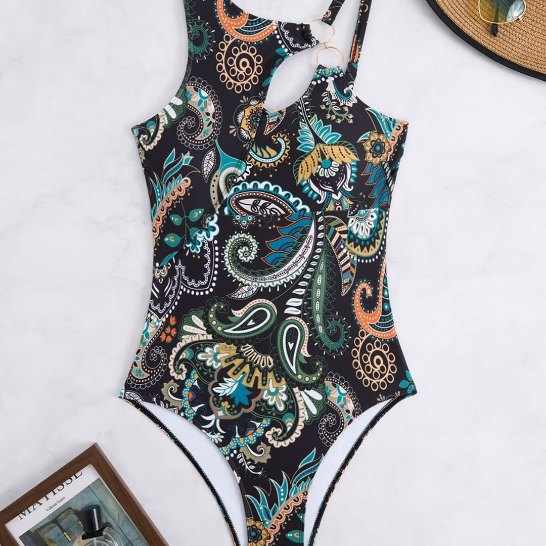 Ladies Elegant One-Piece Swimsuit with Asymmetrical Design Mune Fashion