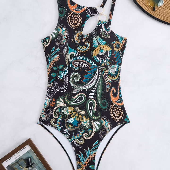 Ladies Elegant One-Piece Swimsuit with Asymmetrical Design Mune Fashion