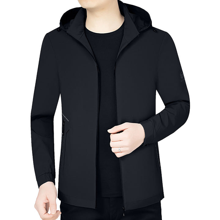 Men's lightweight hooded jacket in urban travel style with three-quarter sleeves Mune Fashion