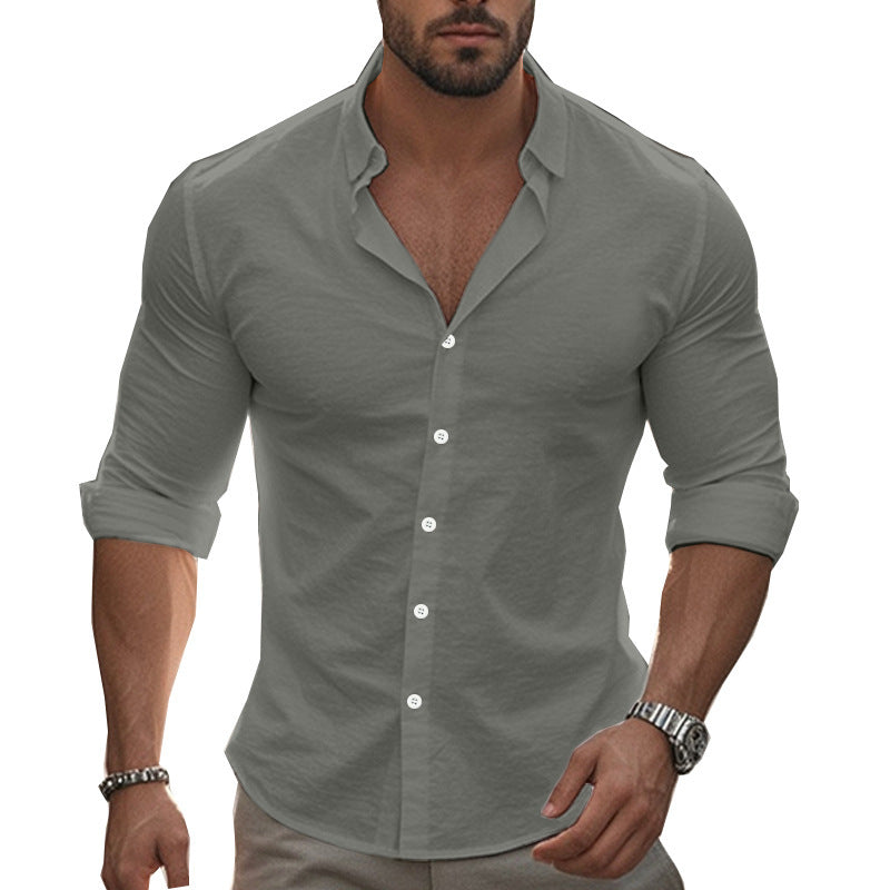Men's Elegant Long Sleeve Shirt with Modern Collar and High-Quality Cotton Texture Mune Fashion