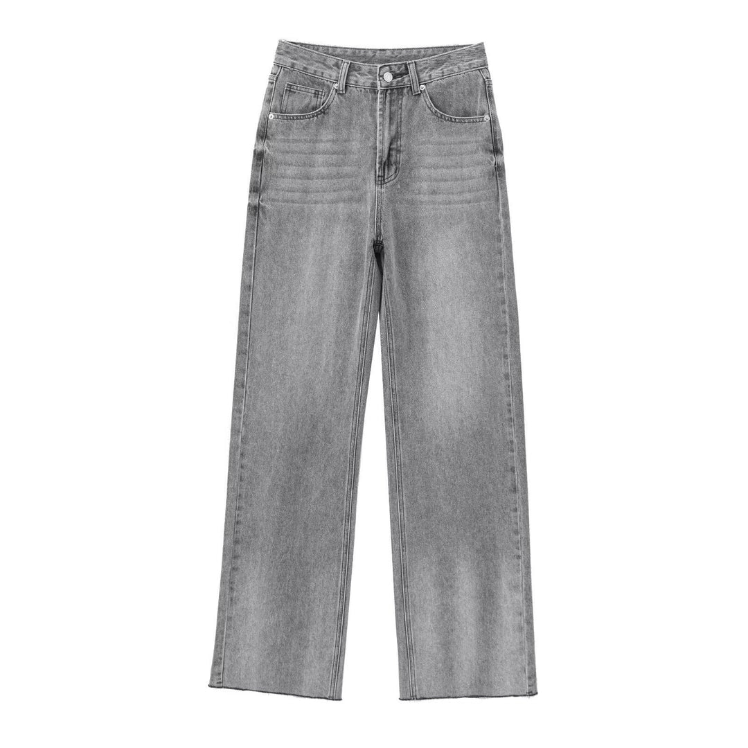 Women's high-waisted wide-leg jeans with wide leg and vintage wash Mune Fashion