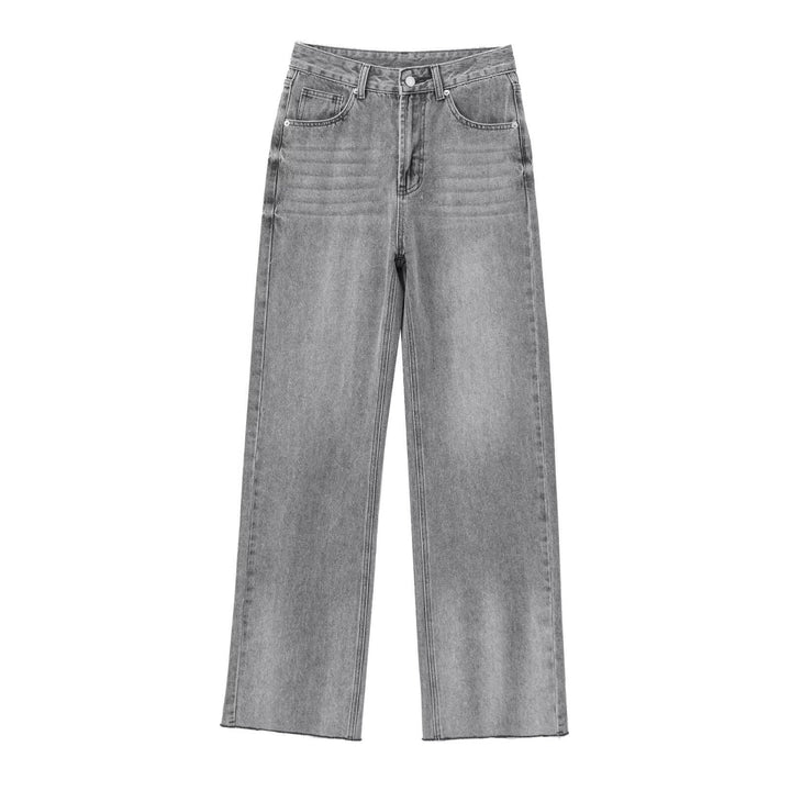Women's high-waisted wide-leg jeans with wide leg and vintage wash Mune Fashion