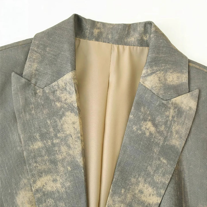 Women nan oversized blazer with abstract print, lapel collar and light lining Mune Fashion