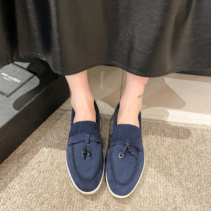 Ladies Elegant Suede Loafers with Tassels and Padded Comfort Insole Mune Fashion