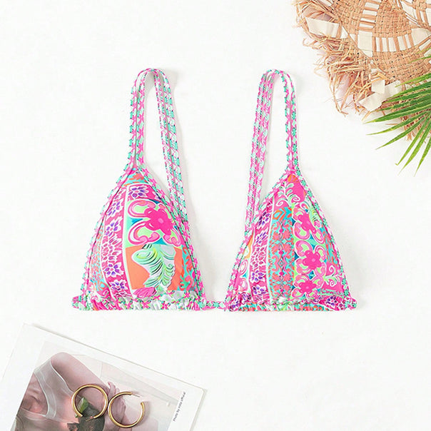 Women's triangle bikini with playful pattern mix and adjustable straps Mune Fashion