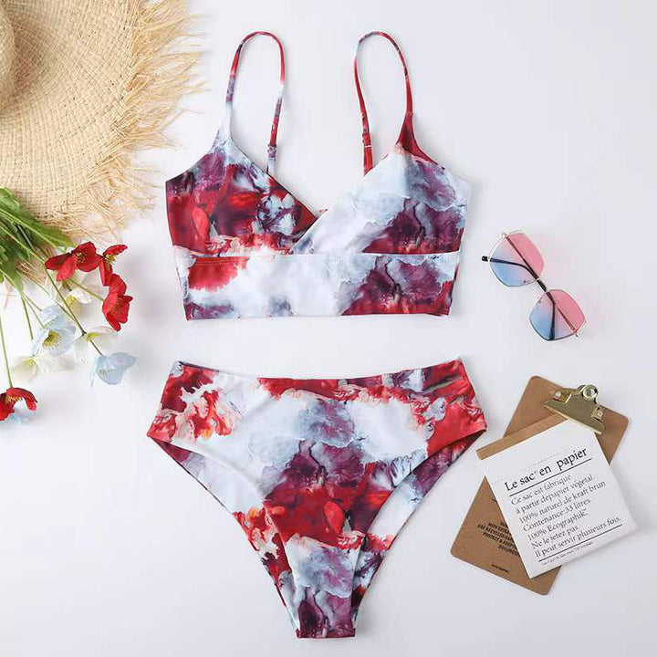 Ladies high-waisted bikini set with floral pattern Mune Fashion