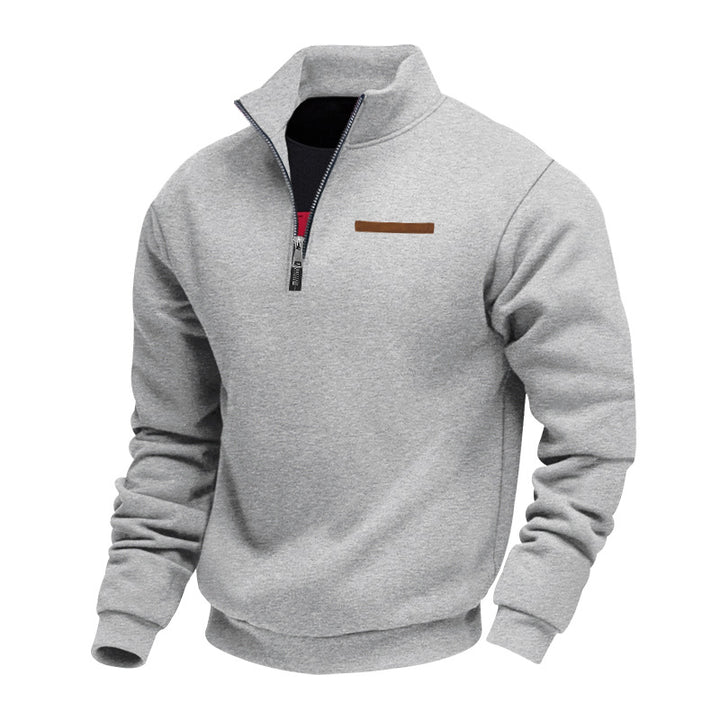Men's comfortable half-zip fleece pullover with stand-up collar and elastic cuffs Mune Fashion