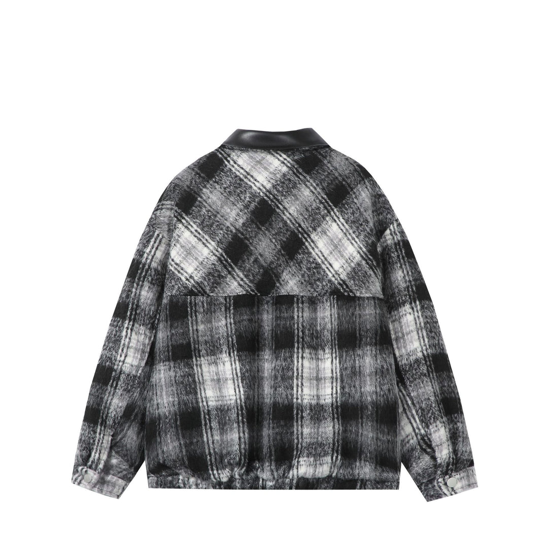 Unisex Boxy-Short Blouson in Overshirt Style with Faux Leather Collar and Flap Pockets Mune Fashion