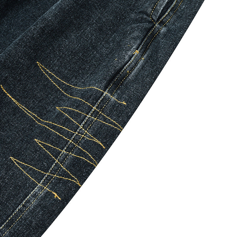 Ladies Wide Denim Pants with Pleats, Elastic Waistband and Casual Silhouette Mune Fashion