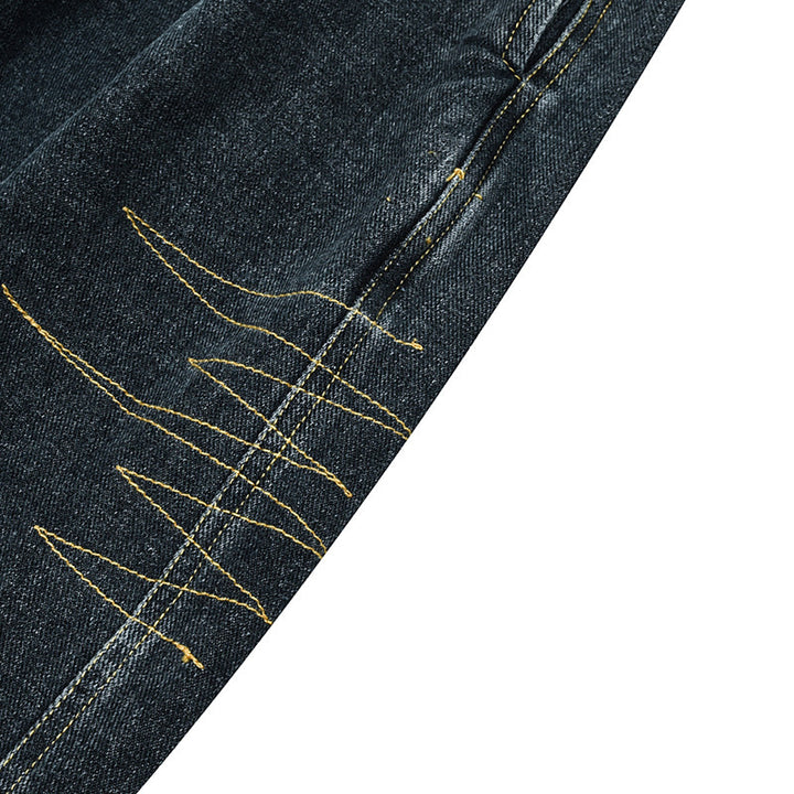 Ladies Wide Denim Pants with Pleats, Elastic Waistband and Casual Silhouette Mune Fashion
