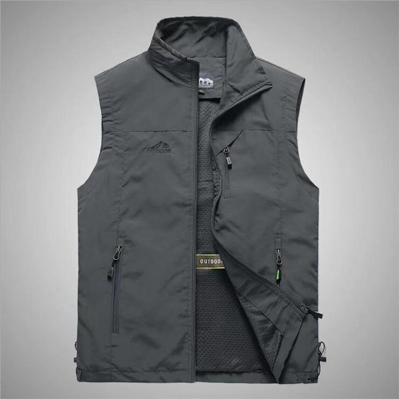 Men's Multifunctional Outdoor Vest with Windproof Cover, Mesh Lining and Zipper Pockets Mune Fashion