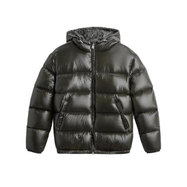Women nan shiny quilted jacket with hood padded thermal filling and straight comfort cut Mune Fashion