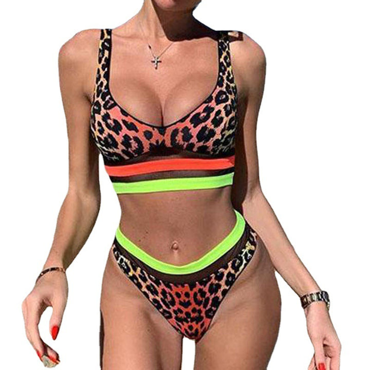 Women's Sporty Bikini Set with High Waist and Fashionable Pattern Mune Fashion