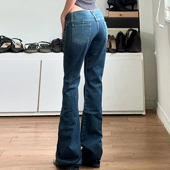 Women Low-Rise Bootcut Jeans with Double Button Placket and Extra Wide Flare Mune Fashion