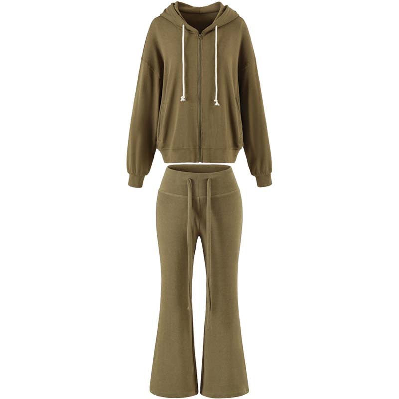 Women's Two-Piece Lounge Set with Zip Hoodie and Flared Jogging Pants Mune Fashion