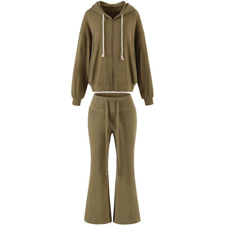 Women's Two-Piece Lounge Set with Zip Hoodie and Flared Jogging Pants Mune Fashion