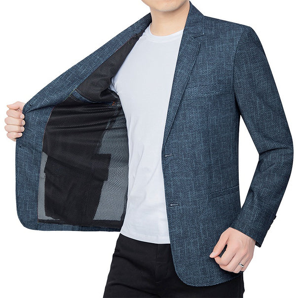 Men's Unstructured Slim-Fit Blazer with Light Stretch and Half Lining Mune Fashion