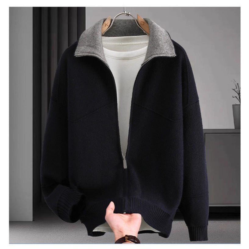 Men's Stylish Sweat Jacket with High Collar Mune Fashion