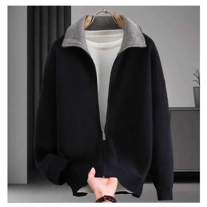 Men's Stylish Sweat Jacket with High Collar Mune Fashion