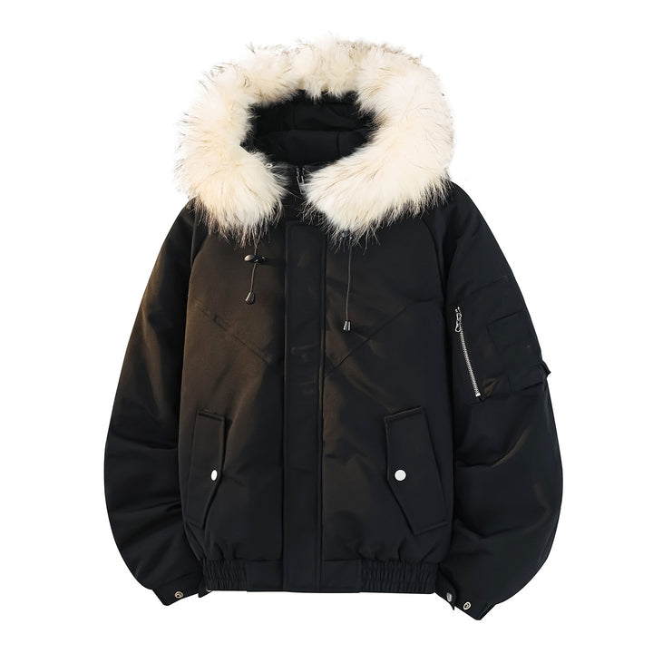 Men's Fashionable Winter Jacket with Removable Faux Fur Collar Mune Fashion