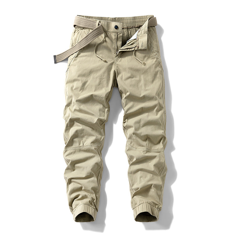 Herren Atmungsaktive Outdoor-Cargohose im Joggerstil mit integriertem Stoffgürtel und ergonomischen Kniefalten Mune Fashion