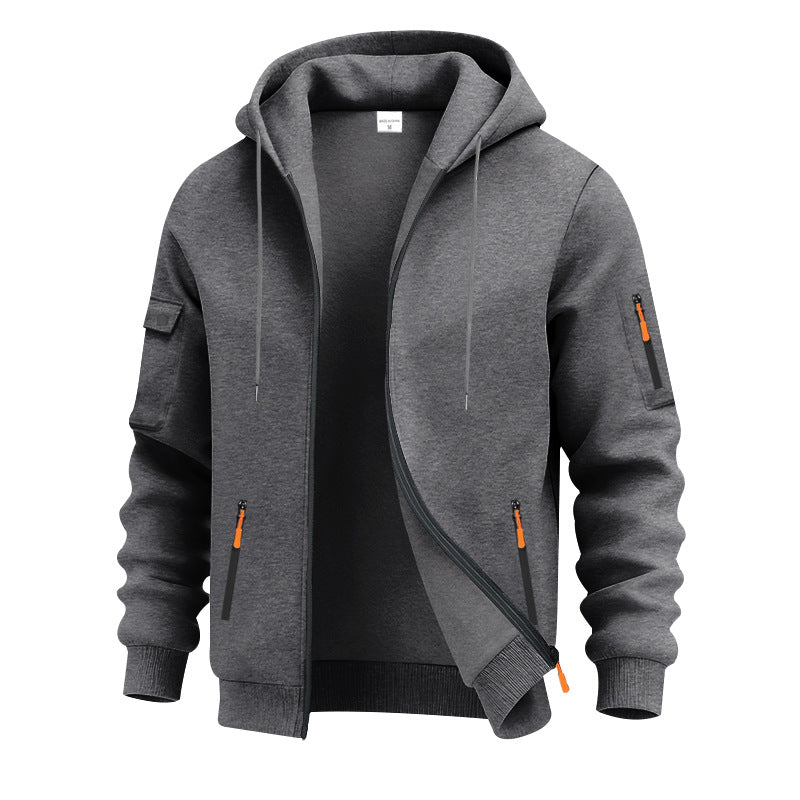 Men's nan technical zip hoodie jacket with water-repellent zipper pockets, hood, and reinforced sleeve piping Mune Fashion