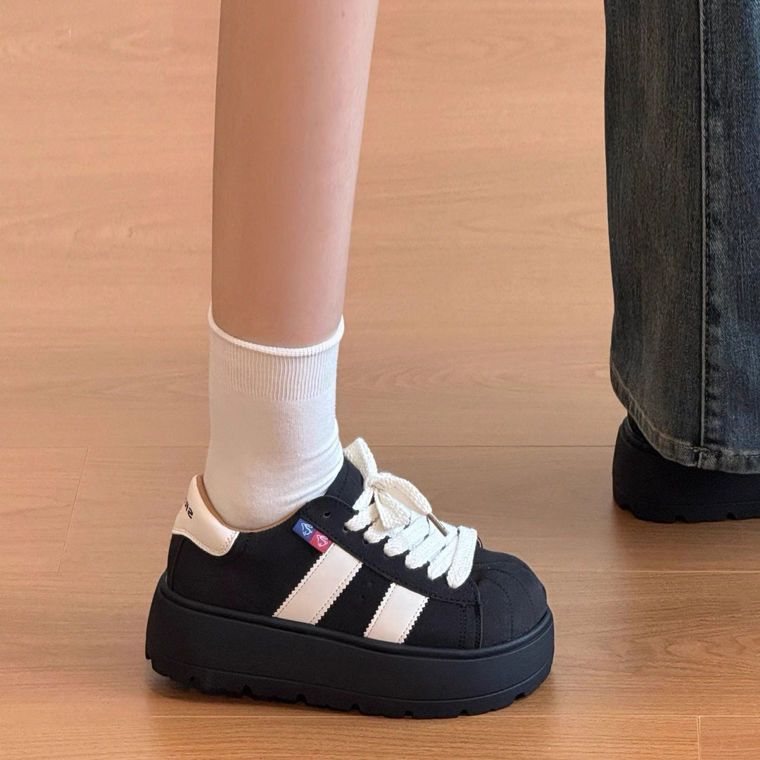 Women High Quality Casual Sneakers with Thick Platform Sole and Breathable Mesh Surface Mune Fashion
