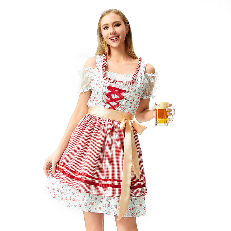 Ladies' blouse dress in traditional style with decorative corset ribbon and gathered apron Mune Fashion
