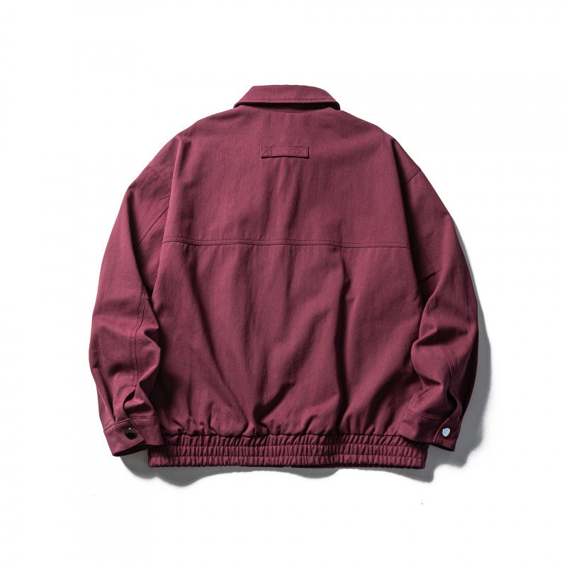 Men's Boxy Workwear Jacket with Full-Length Zipper, Flap Pockets and Elastic Waistband Mune Fashion