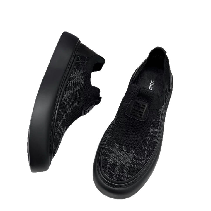 Men's Knit Slip-On Sneaker with Elastic Shaft and Thick Platform Sole Mune Fashion