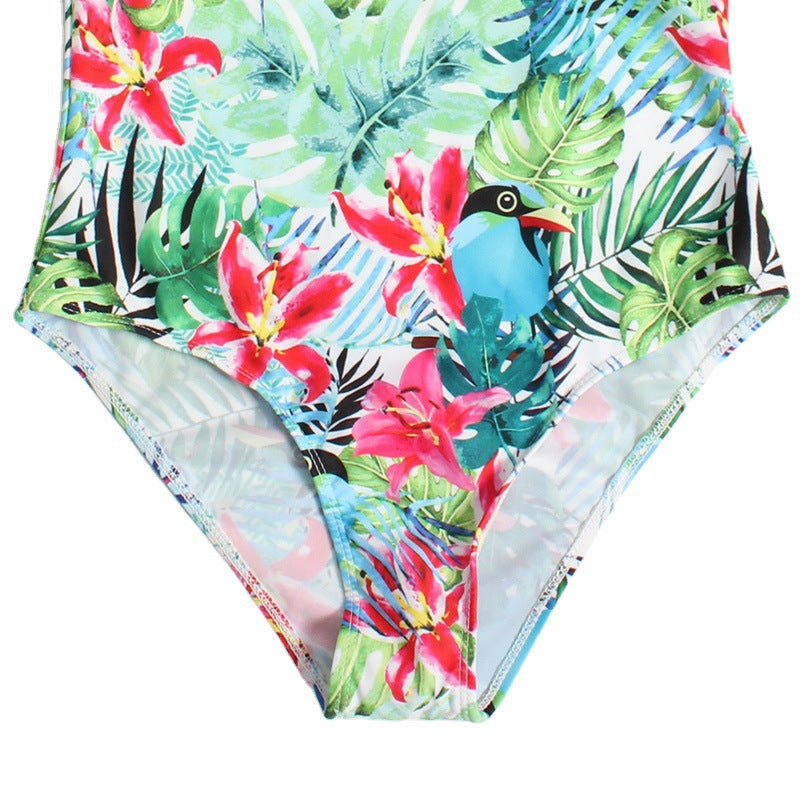 Women's Swimwear One-Piece with Cute Tropical Pattern Mune Fashion