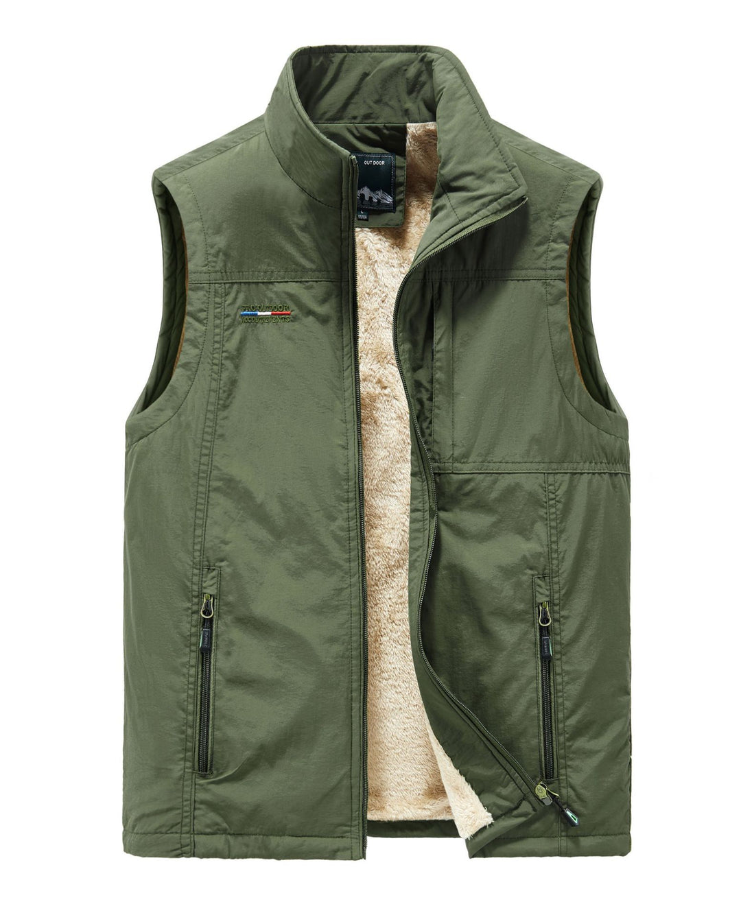Men's warm outdoor vest with teddy lining and multiple zip pockets Mune Fashion