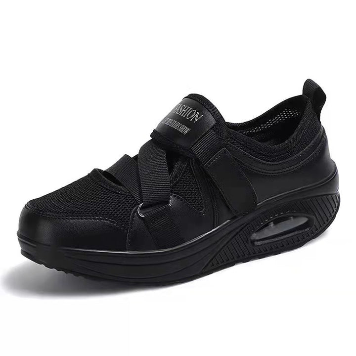 Women’s Sporty Platform Sneakers with Air Chamber, Knit Mesh and Velcro Cross Straps Mune Fashion